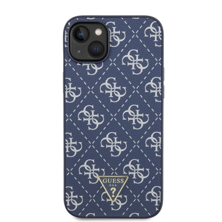 Husa pentru iPhone 15 Plus / iPhone 14 Plus - Guess Hardcase 4G Triangle Metal Logo (GUHCP15MPG4GPB) - Blue