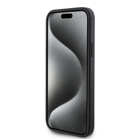 Husa pentru iPhone 15 Plus / iPhone 14 Plus - Guess Hardcase 4G Triangle Metal Logo (GUHCP15MPG4GPK) - Black