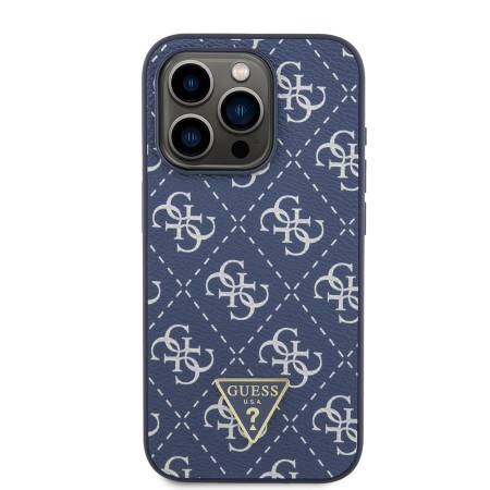 Husa pentru iPhone 15 Pro - Guess Hardcase 4G Triangle Metal Logo (GUHCP15LPG4GPB) - Blue