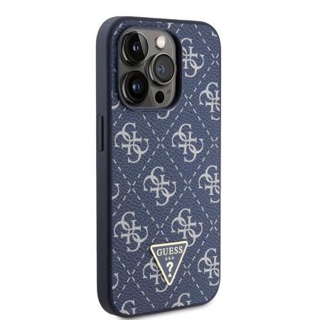 Husa pentru iPhone 15 Pro - Guess Hardcase 4G Triangle Metal Logo (GUHCP15LPG4GPB) - Blue