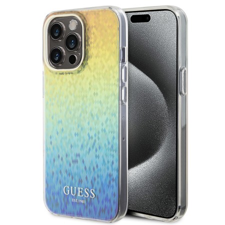 Husa pentru iPhone 15 Pro Max - Guess Hardcase IML Faceted Mirror Disco Iridescent (GUHCP15XHDECMI) - Multicolour