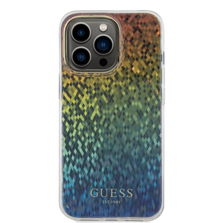 Husa pentru iPhone 15 Pro - Guess Hardcase IML Faceted Mirror Disco Iridescent (GUHCP15LHDECMI) - Multicolour