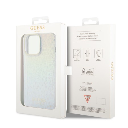 Husa pentru iPhone 15 Pro - Guess Hardcase IML Faceted Mirror Disco Iridescent (GUHCP15LHDECMI) - Multicolour