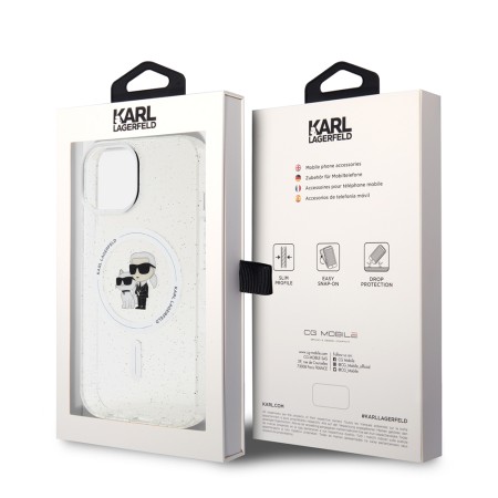 Husa pentru iPhone 15 Plus / iPhone 14 Plus - Karl Lagerfeld Glitter MagSafe (KLHMP15MHGKCNOT) - KarlandChoupette