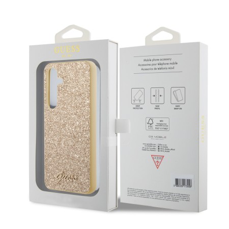 Husa pentru Samsung Galaxy S24 - Guess Glitter Script (GUHCS24SHGGSHD) - Gold