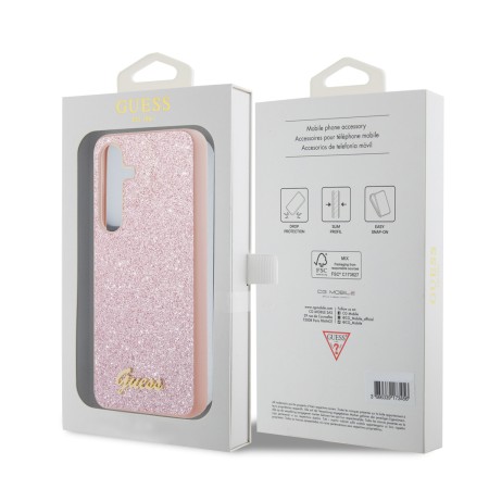 Husa pentru Samsung Galaxy S24 - Guess Glitter Script (GUHCS24SHGGSHP) - Pink