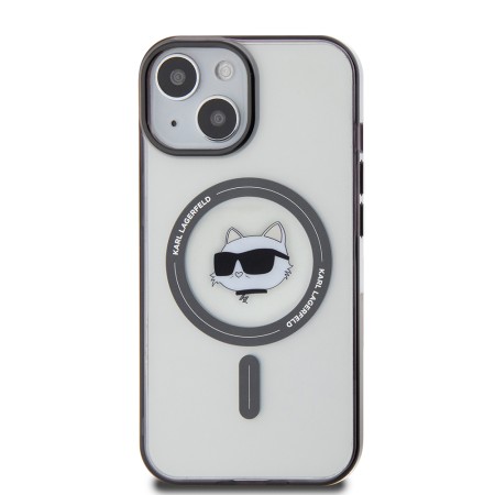 Husa pentru iPhone 15 Plus / iPhone 14 Plus - Karl Lagerfeld IML MagSafe (KLHMP15MHCHNOTK) - Transparent Choupettes Head