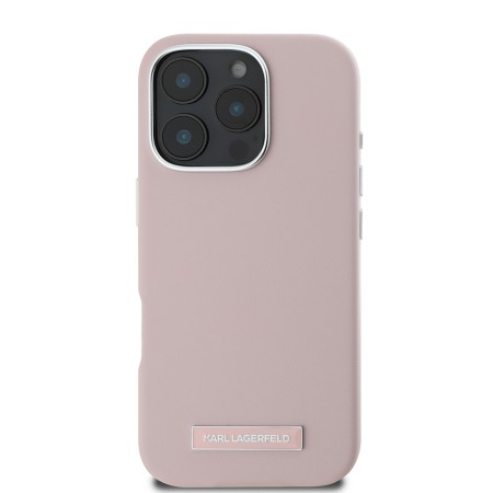 Husa iPhone 16 Pro Max - Karl Lagerfeld Leather MagSafe (KLHMP16XPGMSRPP) - Pink FW Metal Plate