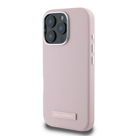 Husa iPhone 16 Pro Max - Karl Lagerfeld Leather MagSafe (KLHMP16XPGMSRPP) - Pink FW Metal Plate