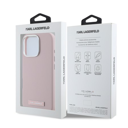 Husa iPhone 16 Pro Max - Karl Lagerfeld Leather MagSafe (KLHMP16XPGMSRPP) - Pink FW Metal Plate