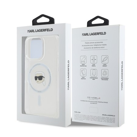 Husa pentru iPhone 16 Pro Max - Karl Lagerfeld IML MagSafe (KLHMP16XHLSKIH) - White Karls Head