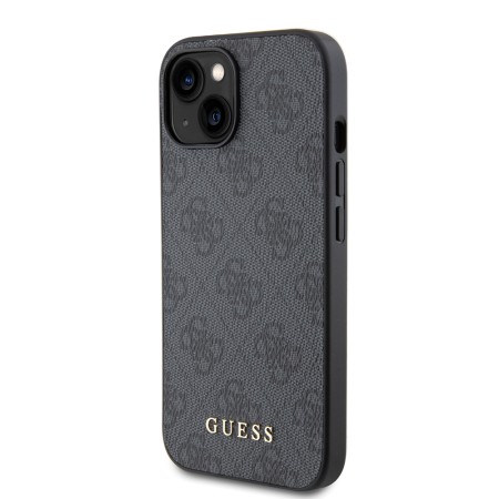 Husa pentru iPhone 15 / iPhone 14 / iPhone 13 - Guess Hardcase 4G Metal Gold Logo (GUHCP15SG4GFGR) - Grey