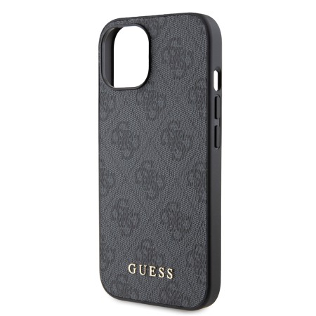 Husa pentru iPhone 15 / iPhone 14 / iPhone 13 - Guess Hardcase 4G Metal Gold Logo (GUHCP15SG4GFGR) - Grey