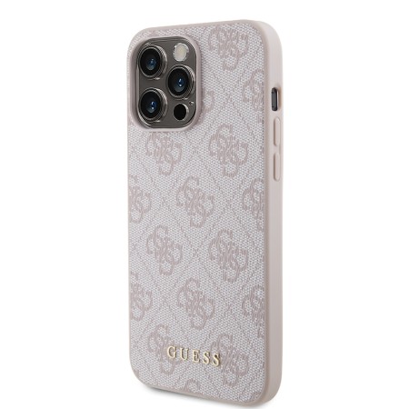 Husa pentru iPhone 15 Pro Max - Guess Hardcase 4G Metal Gold Logo (GUHCP15XG4GFPI) - Pink