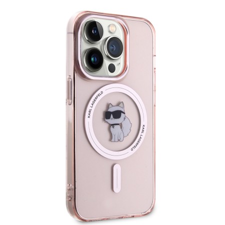 Husa pentru iPhone 15 Pro - Karl Lagerfeld IML MagSafe (KLHMP15LHFCCNOP) - Pink Choupette