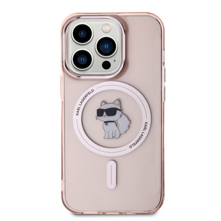 Husa pentru iPhone 15 Pro - Karl Lagerfeld IML MagSafe (KLHMP15LHFCCNOP) - Pink Choupette