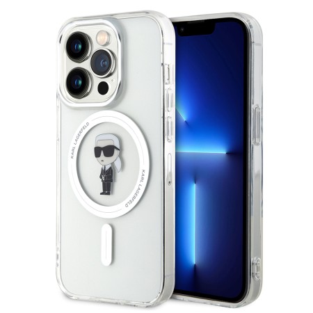 Husa pentru iPhone 15 Pro - Karl Lagerfeld IML MagSafe (KLHMP15LHFCKNOT) - Transparent Ikonik