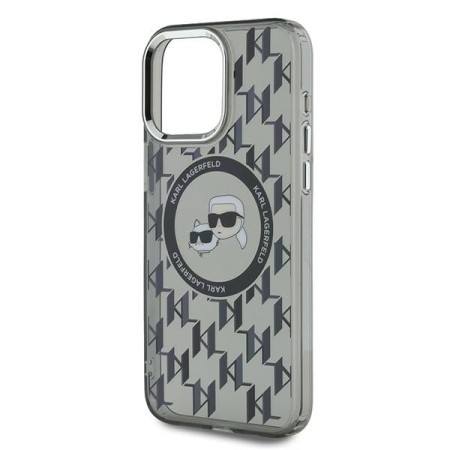 Husa pentru iPhone 15 Pro - Karl Lagerfeld IML MagSafe (KLHMP15LHMCKMHK) - Monogram KarlandChoupette Head