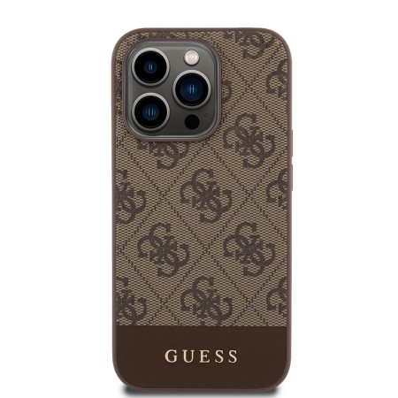 Husa pentru iPhone 15 Pro - Guess Hardcase 4G Stripe Collection (GUHCP15LG4GLBR) - Brown