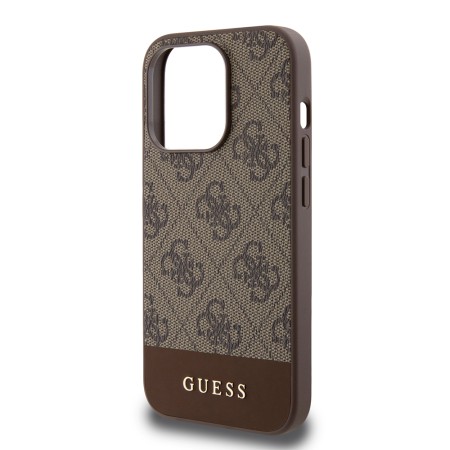 Husa pentru iPhone 15 Pro - Guess Hardcase 4G Stripe Collection (GUHCP15LG4GLBR) - Brown