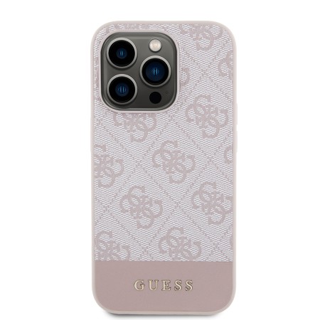 Husa pentru iPhone 15 Pro - Guess Hardcase 4G Stripe Collection (GUHCP15LG4GLPI) - Pink