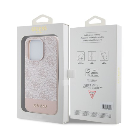 Husa pentru iPhone 15 Pro - Guess Hardcase 4G Stripe Collection (GUHCP15LG4GLPI) - Pink