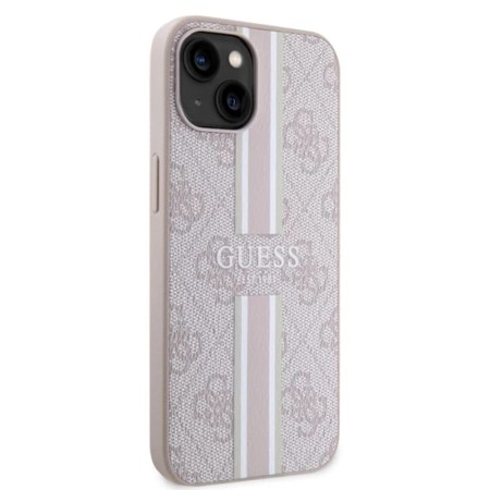 Husa pentru iPhone 15 / iPhone 14 / iPhone 13 - Guess Hardcase 4G Printed Stripes MagSafe (GUHMP15SP4RPSP) - Pink