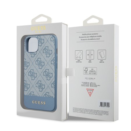 Husa pentru iPhone 15 / iPhone 14 / iPhone 13 - Guess Hardcase 4G Stripe Collection (GUHCP15SG4GLBL) - Blue