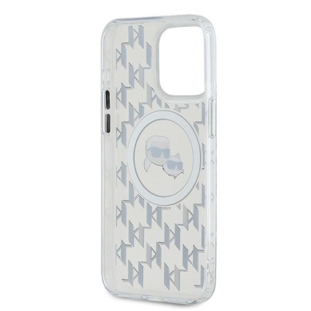 Husa pentru iPhone 15 Pro - Karl Lagerfeld IML MagSafe (KLHMP15LHMCKMHT) - Transparent Monogram KarlandChoupette Head