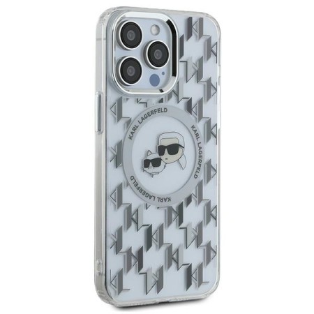 Husa pentru iPhone 15 Pro - Karl Lagerfeld IML MagSafe (KLHMP15LHMCKMHT) - Transparent Monogram KarlandChoupette Head