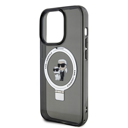 Husa pentru iPhone 15 Pro - Karl Lagerfeld Hardcase Ring Stand Magsafe (KLHMP15LHMRSKCK) - KarlandChoupette