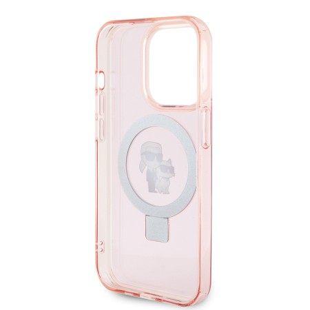 Husa pentru iPhone 15 Pro - Karl Lagerfeld Hardcase Ring Stand MagSafe (KLHMP15LHMRSKCP) - Pink KarlandChoupette