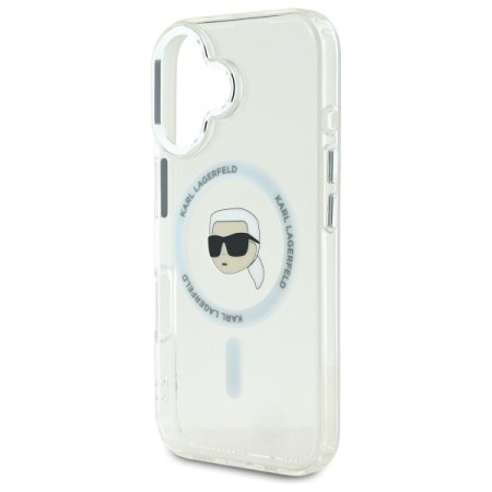 Husa pentru iPhone 16 Plus - Karl Lagerfeld IML MagSafe (KLHMP16MHLSKIH) - White Karls Head