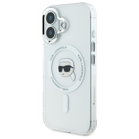 Husa pentru iPhone 16 Plus - Karl Lagerfeld IML MagSafe (KLHMP16MHLSKIH) - White Karls Head