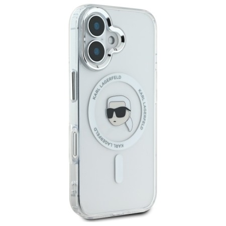 Husa pentru iPhone 16 Plus - Karl Lagerfeld IML MagSafe (KLHMP16MHLSKIH) - White Karls Head