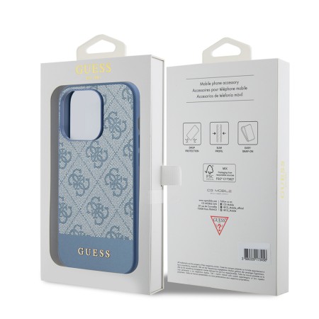 Husa pentru iPhone 15 Pro Max - Guess Hardcase 4G Stripe Collection (GUHCP15XG4GLBL) - Blue