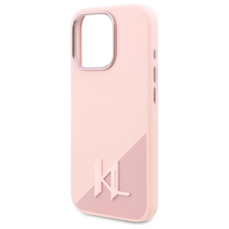 Husa pentru iPhone 16 Pro - Karl Lagerfeld Silicone MagSafe (KLHMP16LSCMKMPCP) - Pink Shadow Metal Initial