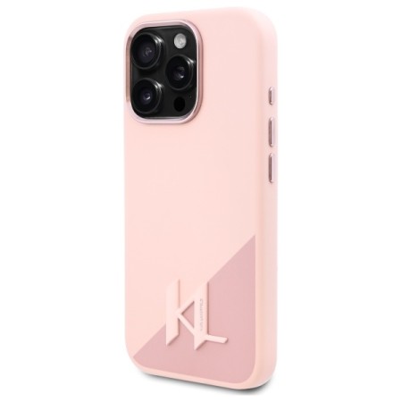 Husa pentru iPhone 16 Pro - Karl Lagerfeld Silicone MagSafe (KLHMP16LSCMKMPCP) - Pink Shadow Metal Initial