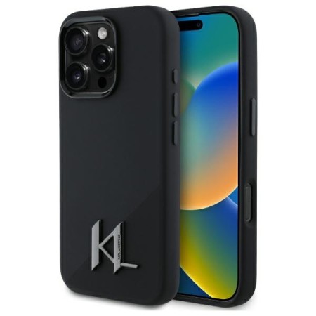 Husa pentru iPhone 16 Pro - Karl Lagerfeld Silicone MagSafe (KLHMP16LSCMKMPCK) - Shadow Metal Initial