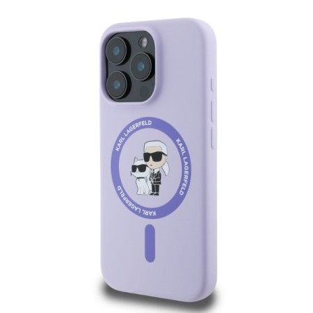 Husa pentru iPhone 16 Pro - Karl Lagerfeld Silicone Ring MagSafe (KLHMP16LSCMKCRHU) - Purple KarlandChoupette