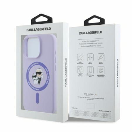 Husa pentru iPhone 16 Pro - Karl Lagerfeld Silicone Ring MagSafe (KLHMP16LSCMKCRHU) - Purple KarlandChoupette