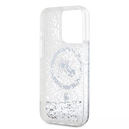 Husa pentru iPhone 15 Pro - Karl Lagerfeld Liquid Glitter MagSafe (KLHMP15LLGKCSGH) - Transparent KarlandChoupette Head