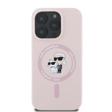 Husa pentru iPhone 16 Pro - Karl Lagerfeld Silicone Ring MagSafe (KLHMP16LSCMKCRHP) - Pink KarlandChoupette