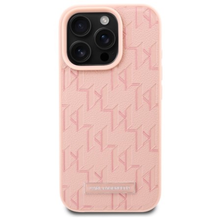 Husa iPhone 16 Pro - Karl Lagerfeld Leather MagSafe (KLHMP16LPKHPORPP) - Pink Hot Stamp