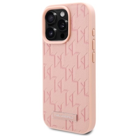 Husa iPhone 16 Pro - Karl Lagerfeld Leather MagSafe (KLHMP16LPKHPORPP) - Pink Hot Stamp