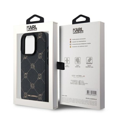 Husa iPhone 15 Pro - Karl Lagerfeld Leather MagSafe (KLHMP15LPGKHPHK) - Karl Head