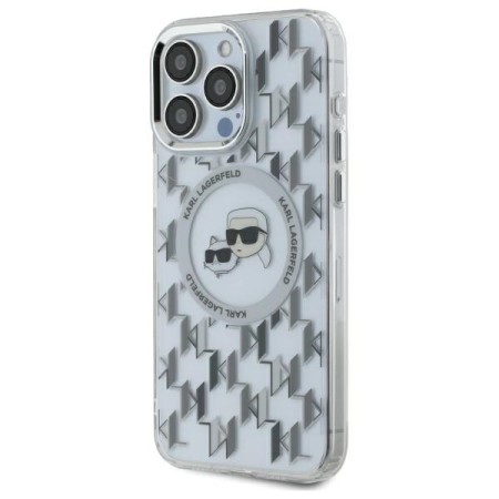 Husa pentru iPhone 16 Pro - Karl Lagerfeld IML MagSafe (KLHMP16LHMCKMHT) - Clear Monogram KarlandChoupette Head