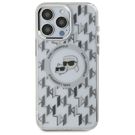 Husa pentru iPhone 16 Pro - Karl Lagerfeld IML MagSafe (KLHMP16LHMCKMHT) - Clear Monogram KarlandChoupette Head