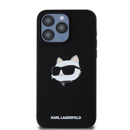 Husa pentru iPhone 15 Pro - Karl Lagerfeld Silicone MagSafe (KLHMP15LSCHPPLK) - Choupette Head