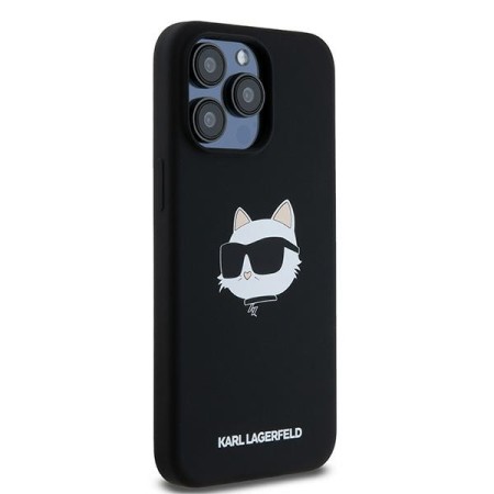 Husa pentru iPhone 15 Pro - Karl Lagerfeld Silicone MagSafe (KLHMP15LSCHPPLK) - Choupette Head